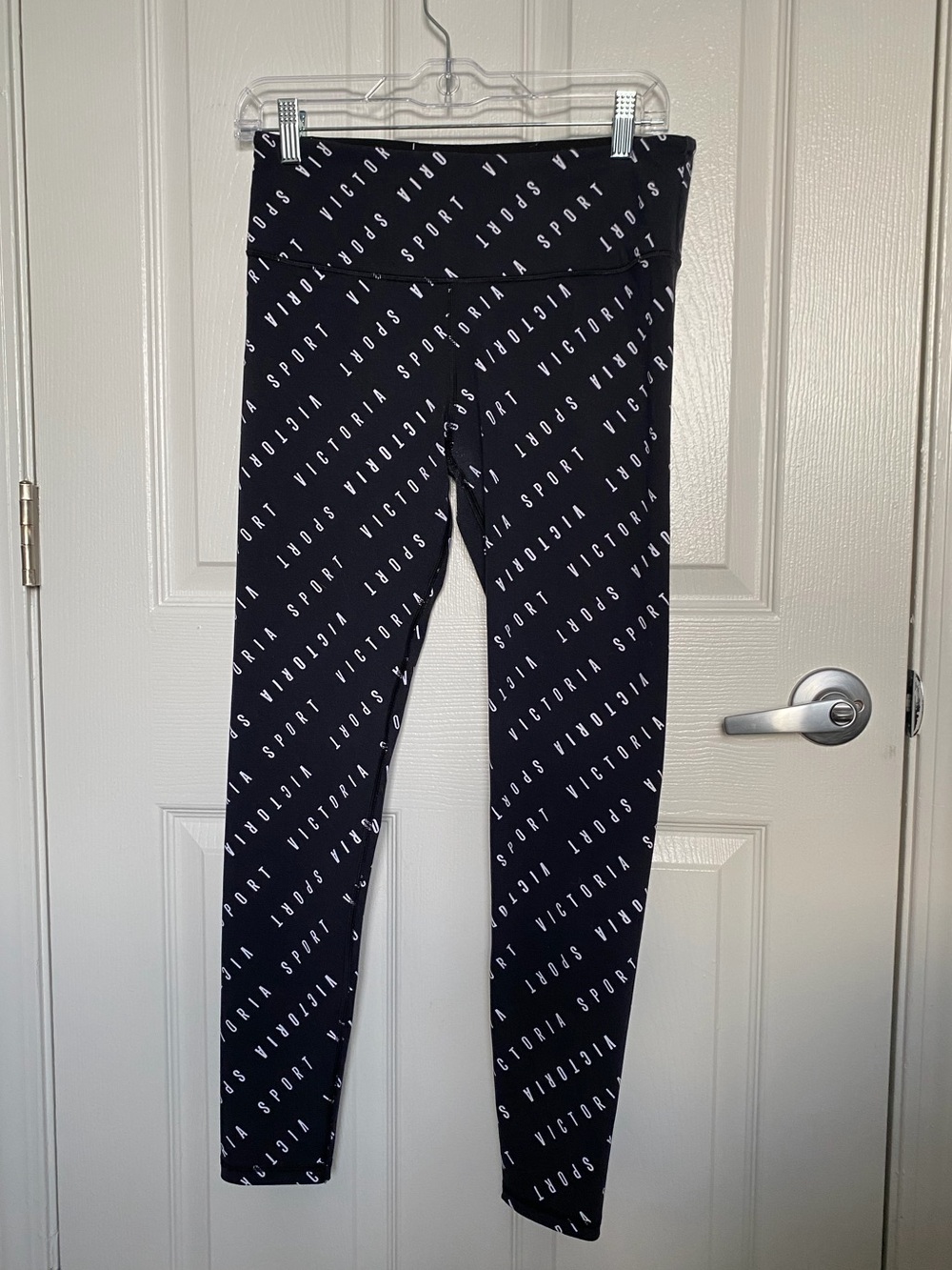 Victoria's Secret Black Leggings with White Logo Print